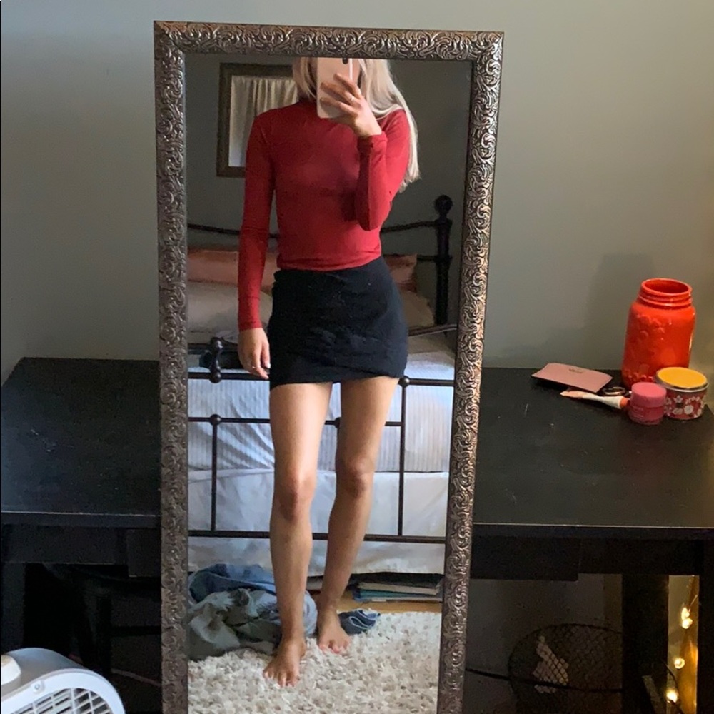 Red fitted turtleneck